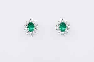 Orecchini smeraldo Sunflower Nature con diamanti | Gioielleria Casavola Noci | idea regalo donne | anniversario matrimonio