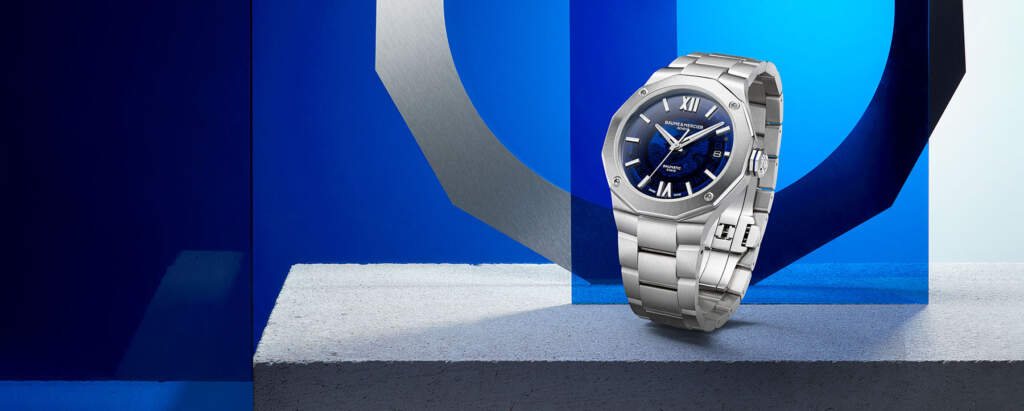 Baume et Mercier Riviera Collection - Gioielleria Casavola Noci - Edizione 2021 - banner promozionale edizione Baumatic blu