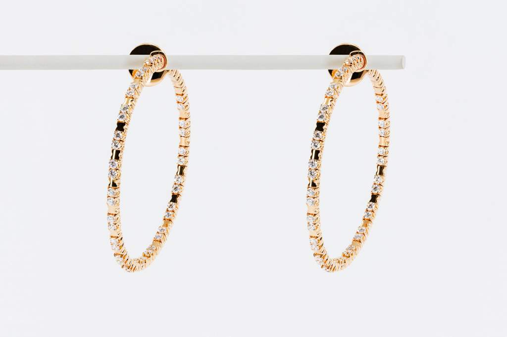 Crivelli orecchini cerchio fantasia pavé oro rosa - Gioielleria Casavola Noci - idee regalo donne