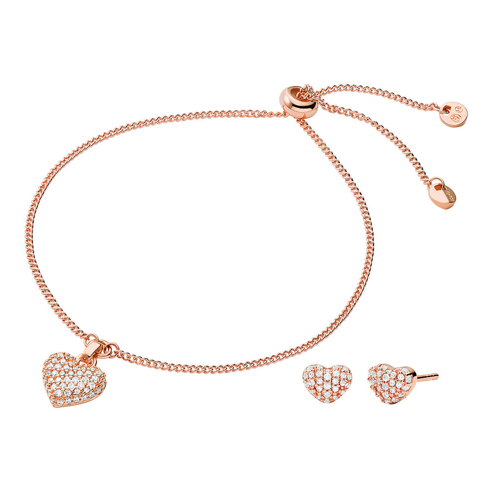 Michael Kors parure MKC1258AN791 - Gioielleria Casavola Noci - idee regalo donne - rosegold - bracciale e orecchini cuore