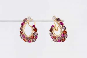 Orecchini a lobo fantasia multicolor Prestige - Gioielleria Casavola Noci - idee regalo donne - ametista e diamanti