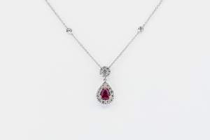 Pendente Goccia Rubino Pavé diamanti Prestige - Gioielleria Casavola Noci - idee regalo anniversario matrimonio importante - per lei