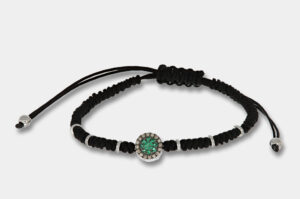 Bracciale tessuto oro bianco diamanti brown smeraldi Invisible - Gioielleria Casavola di Noci - idee regalo compleanno ragazzo 18 anni