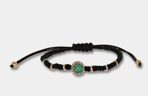 Bracciale tessuto oro rosa diamanti brown smeraldi Invisible - Gioielleria Casavola di Noci - idee regalo compleanno 18 anni unisex