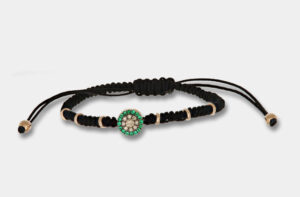 Bracciale tessuto oro rosa smeraldi diamanti brown Invisible - Gioielleria Casavola di Noci - idee regalo compleanno 18 anni unisex