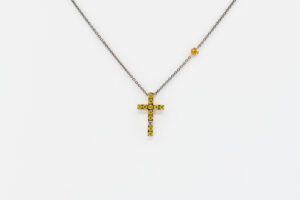 Collana croce diamanti yellow Angelus Auctus Rosé - Gioielleria Casavola di Noci - idee regalo cresima femmina madrina - oro rosa