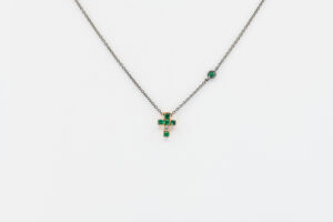Collana croce smeraldi Angelus Redux Rosé - Gioielleria Casavola di Noci - idee regalo cresima ragazzo - oro rosa