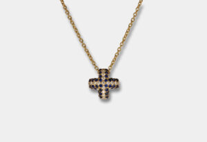 Collana croce zaffiri Angelus Soft Small Yellow - Gioielleria Casavola di Noci - idee regalo cresima importante - oro giallo