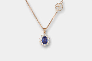 Collana zaffiro Sunflower Nature Rose - Gioielleria Casavola di Noci - idee regalo compleanno mamma 40 anni - oro rosa