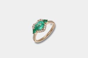 Anello con smeraldo cuore e diamanti Prestige Rosé - Gioielleria Casavola di Noci - idee regalo anniversario matrimonio donna - oro rosa