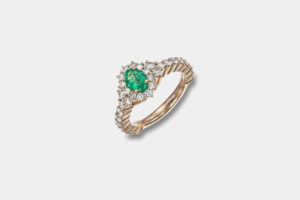 Anello smeraldo rose Crown Prestige - Gioielleria Casavola di Noci - idee proposta di matrimonio originale - oro rosa