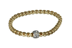 Fope bracciale Flex it Eka oro giallo 722B PAVE - Gioielleria Casavola di Noci - gioiello flessibile unisex con diamanti