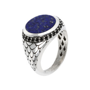 Anello uomo Albert M WSOX00076LPS - Gioielleria Casavola di Noci - idee regalo compleanno ragazzo 25 anni - pietra centrale blu con pavé di pietre nere