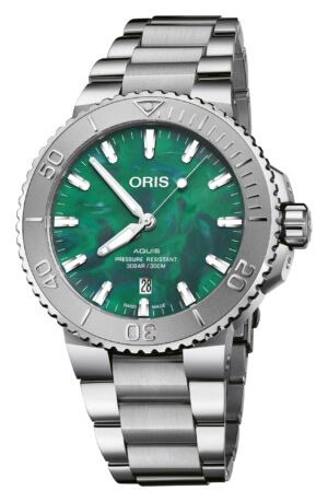 Oris Aquis Bracenet 01 733 7730 4137-07 8 24 05PEB - Gioielleria Casavola di Noci - orologio svizzero automatico da uomo in acciaio con quadrante verde