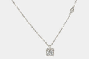 Collana punto luce diamante Mirror White - Gioielleria Casavola di Noci - idee regalo originali per nascita primogenito - realizzata in oro bianco