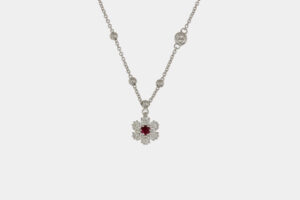 Collana rubino Altea Nature White - Gioielleria Casavola di Noci - idee regalo compleanno ragazza 20 anni - oro bianco e diamanti