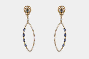 Crivelli orecchini cerchio ovalizzati zaffiri e diamanti - Gioielleria Casavola di Noci - idee regalo compleano 50 anni moglie - oro rosa 18 carati