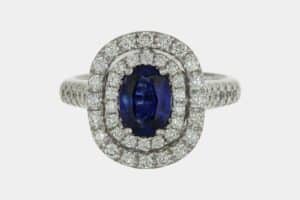 Anello double halo zaffiro Prestige - Gioielleria Casavola di Noci - idee regalo per anniversario importante - per lei