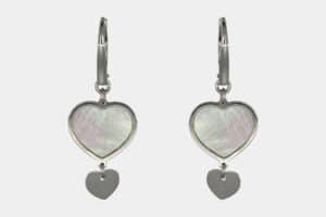 Orecchini pendente cuore oro bianco e madreperla - Gioielleria Casavola di Noci - idee regalo per San Valentino donna