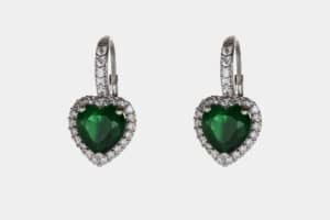 Orecchini cuore oro bianco monachelle zirconi verdi - Gioielleria Casavola di Noci - idee regalo compleanno 40 anni moglie