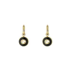 Gucci Interlocking YBD786563001 - Gioielleria Casavola di Noci - orecchini pendenti in oro giallo 18 carati con pietra onice e diamanti - immagine frontale