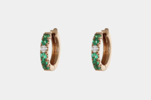 Orecchini a cerchio oro rosa 6 pietre diamanti e smeraldi Prestige - Gioielleria Casavola di Noci - idee regalo compleanno 18 anni ragazza