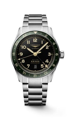 Longines Spirit Zulu Time L3.812.4.63.6 - Gioielleria Casavola di Noci - orologio automatico svizzero GMT con certificato COSC - realizzato in acciaio INOX con ghiera ceramica verde