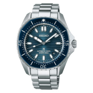 Seiko Prospex Diver SPB483J1 - Gioielleria Casavola di Noci - orologio automatico subacqueo 300 metri - ghiera ottagonale con anello blu - quadrante blue motivo onde