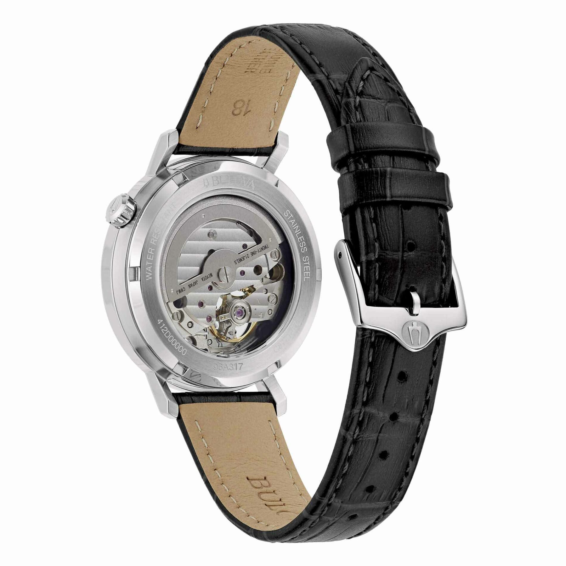 Bulova Aerojet Automatic 38 mm 96A317 - Gioielleria Casavola di Noci - orologio unisex con cinturino in pelle di vitello color nero