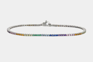 Bracciale tennis donna oro bianco zirconi rainbow - Gioielleria Casavola di Noci - idee regalo compleanno ragazza 18 anni