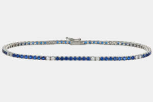 Bracciale tennis oro bianco uomo con zirconi blu - Gioielleria Casavola di Noci - idee regalo per compleanno marito 30 anni