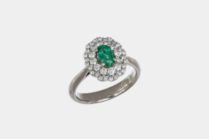 Anello smeraldo 0.57 ct Helianthus Nature White - Gioielleria Casavola di Noci - idee regalo compleanno mamma 60 anni - in oro bianco 18 carati