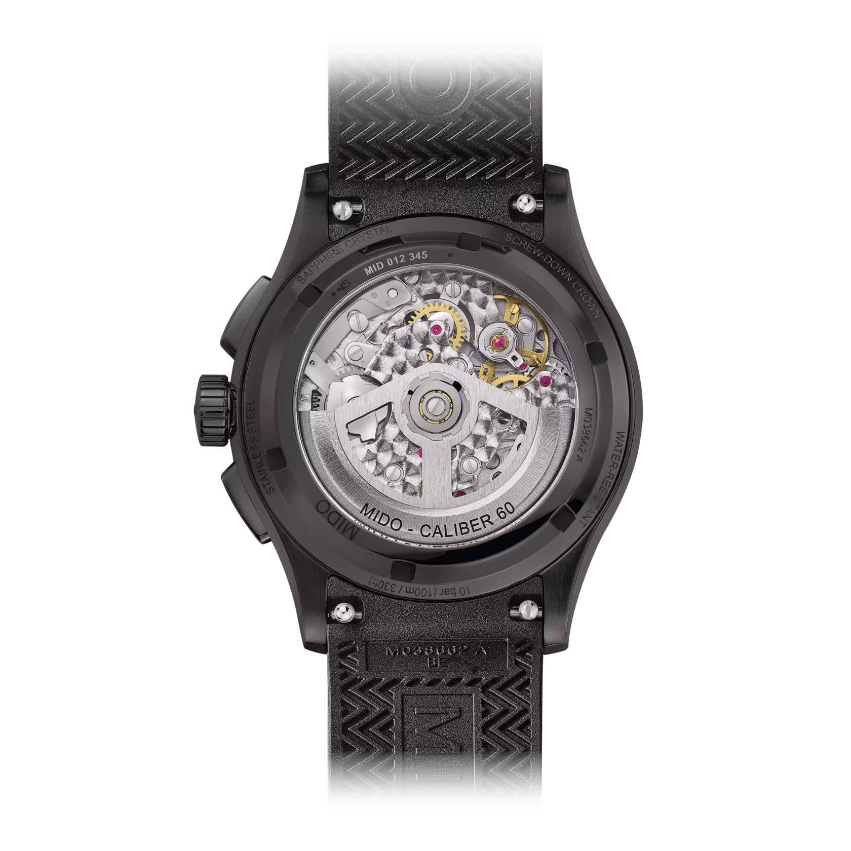 Mido Multifort Skeleton Chronograph M038.662.37.050.00 - Gioielleria Casavola di Noci - cronografo automatico svizzero con vetro zaffiro - fondello trasparente vetro zaffiro