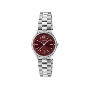 Gucci G-Timeless YA1265069 - Gioielleria Casavola di Noci - orologio da donna piccolo svizzero al quarzo - quadrante bordeaux con due diamanti - idee regalo compleanno 18 anni ragazza