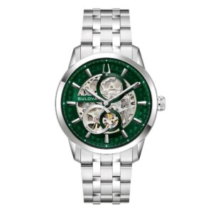 Bulova Sutton Skeleton 40mm 96A329 - Gioielleria Casavola di Noci - orologio automatico da uomo - quadrante scheletrato con dettagli verdi - idee regalo laurea uomo