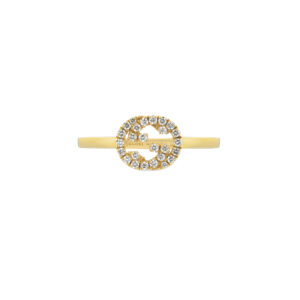 Gucci Interlocking YBC729412002 - Gioielleria Casavola di Noci - anello in oro giallo con diamanti - incrocio doppia G - idee regalo compleanno 18 anni ragazza